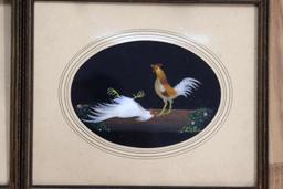 1940S VINTAGE COCK FIGHTING FEATHER FOLK ART SET