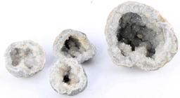 4 SMALL TO MEDIUM QUARTZ CLEAR CRYSTAL GEODE LOT