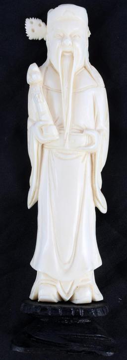 ANTIQUE CHINESE SCULPTED IVORY STATUETTE OF LU