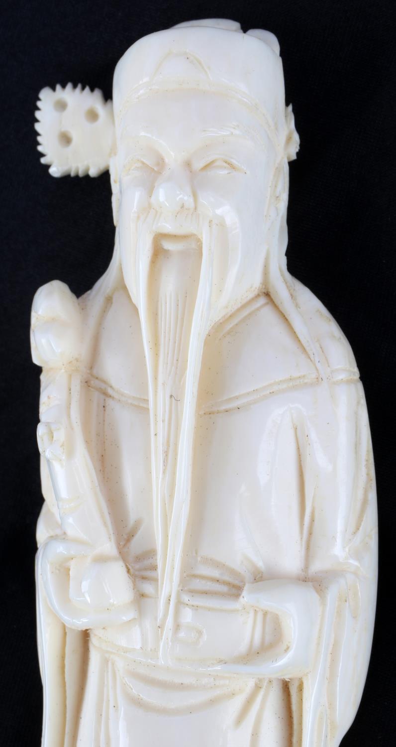 ANTIQUE CHINESE SCULPTED IVORY STATUETTE OF LU