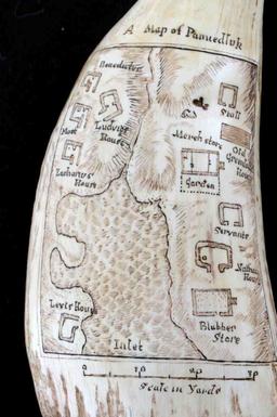 ANTIQUE WHALE TOOTH SCRIMSHAW PAMIEDLUK GREENLAND