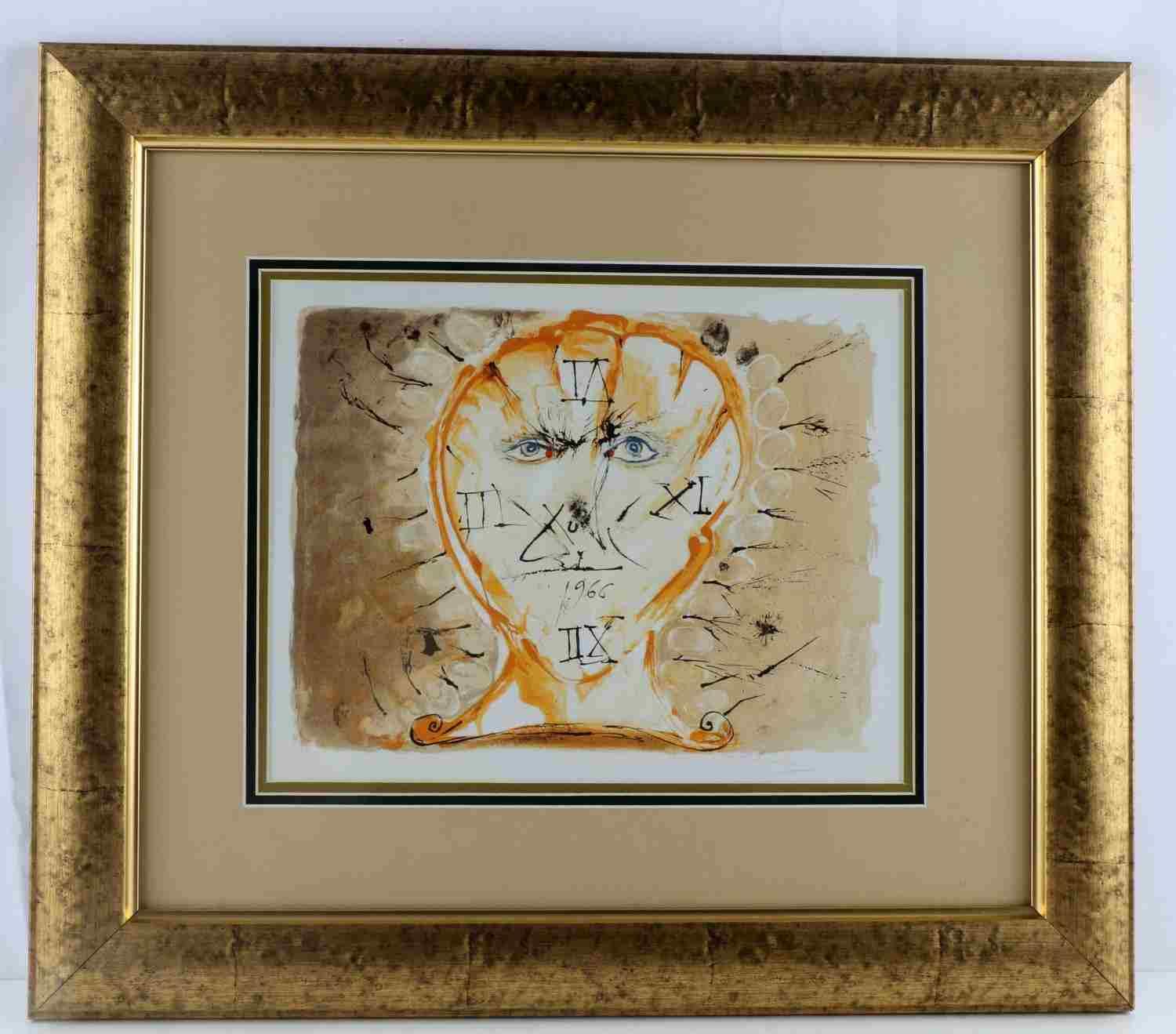 SALVADOR DALI SIGNED SELF PORTRAIT SUN DIAL 1966