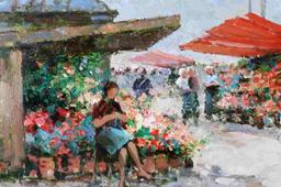 20TH CENTURY IMPRESSIONIST EUROPEAN FLOWER MARKET