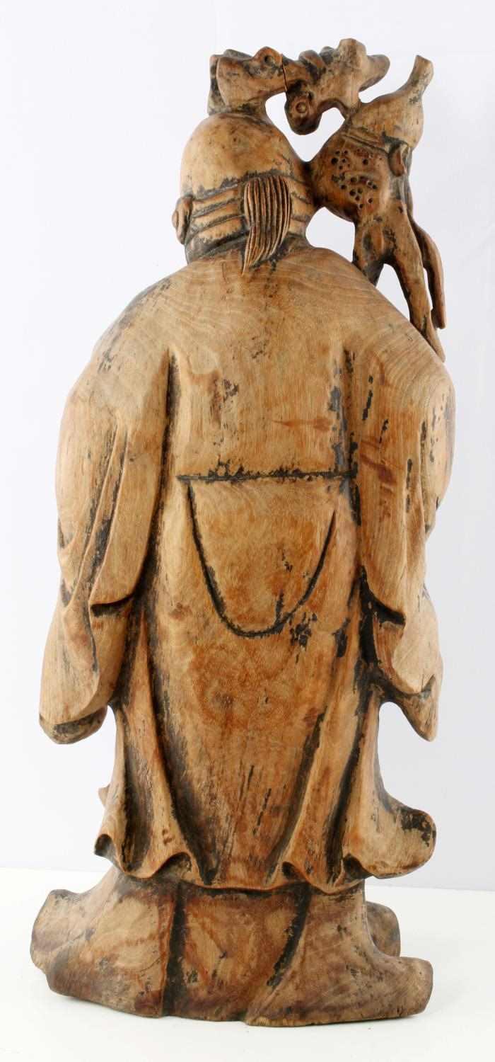 ANTIQUE CHINESE IMMORTAL WOOD SCULPTURE SHOU