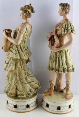 ANTIQUE CAPODIMONTE ROMAN COUPLE FIGURES