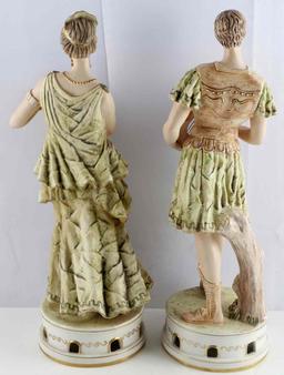 ANTIQUE CAPODIMONTE ROMAN COUPLE FIGURES