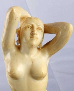 HAND CARVED ART NOUVEAU NUDE IVORY WOMAN STATUETTE