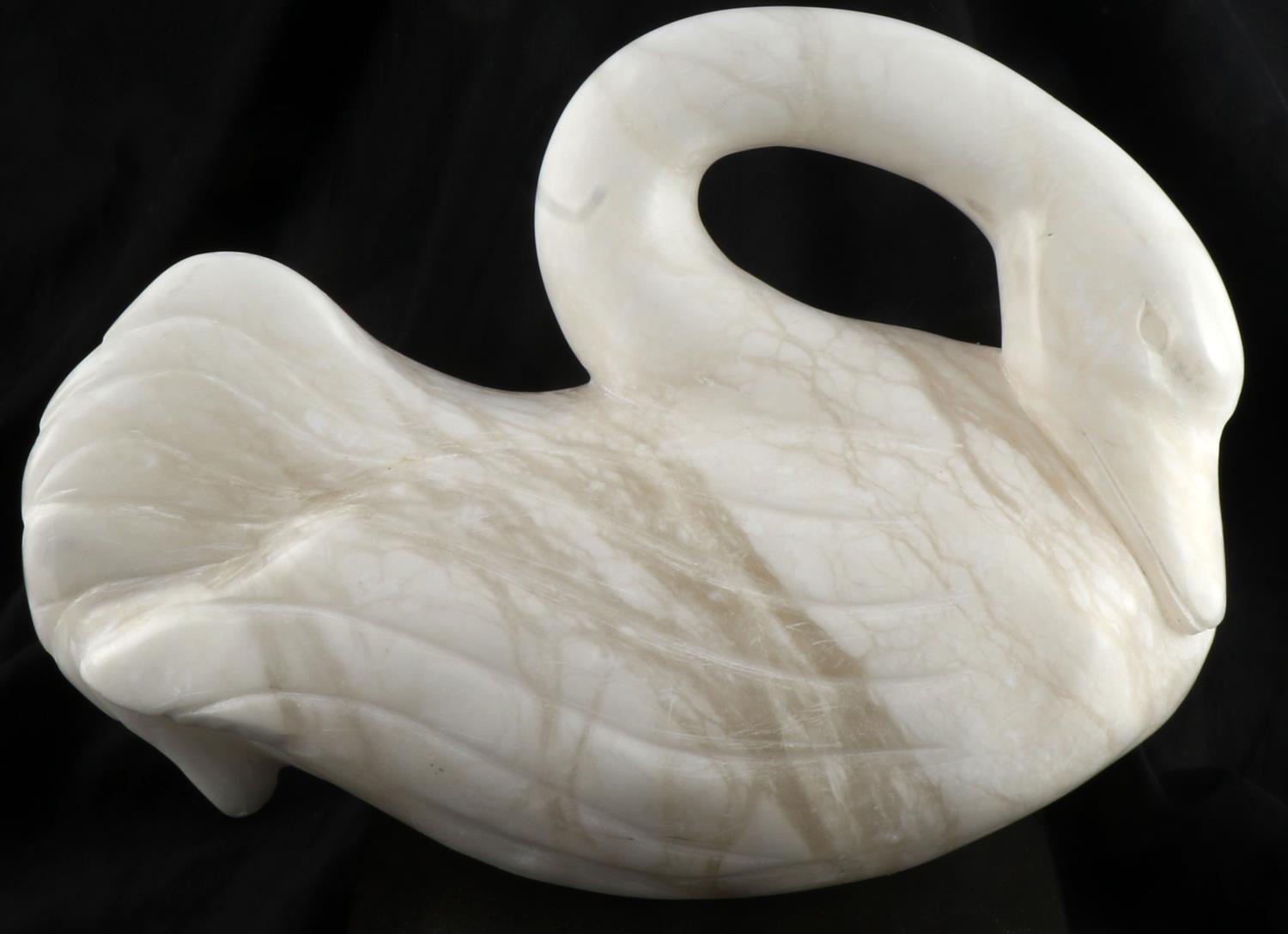 RALPH HURST SIGNED ALABASTER SWAN SCULPTURE