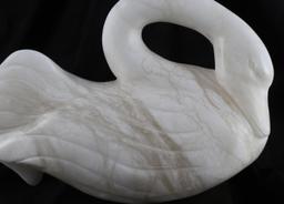 RALPH HURST SIGNED ALABASTER SWAN SCULPTURE