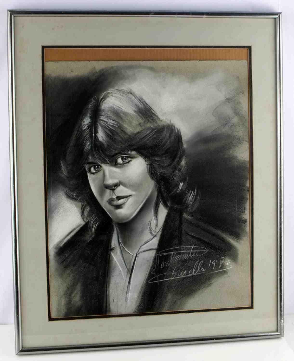 1983 PORTRAIT GRAPHITE SKETCH SIGNED AND FRAMED