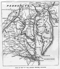 BRITISH COLONY MAP CHESAPEAKE BAY & MT TOM ETCHING