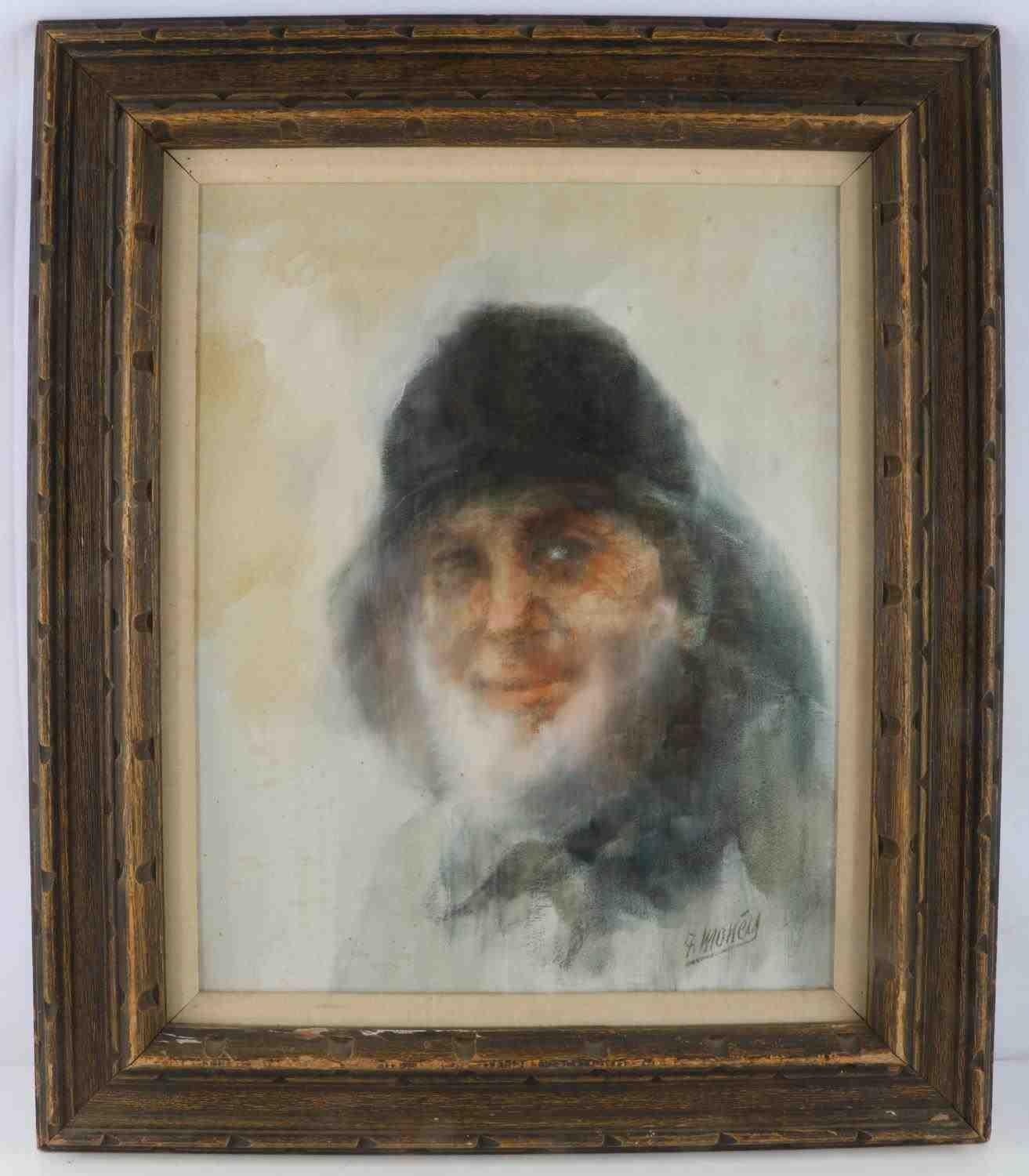 SIGNED IMPRESSIONIST OIL FISHERMAN PORTRAIT FRAMED