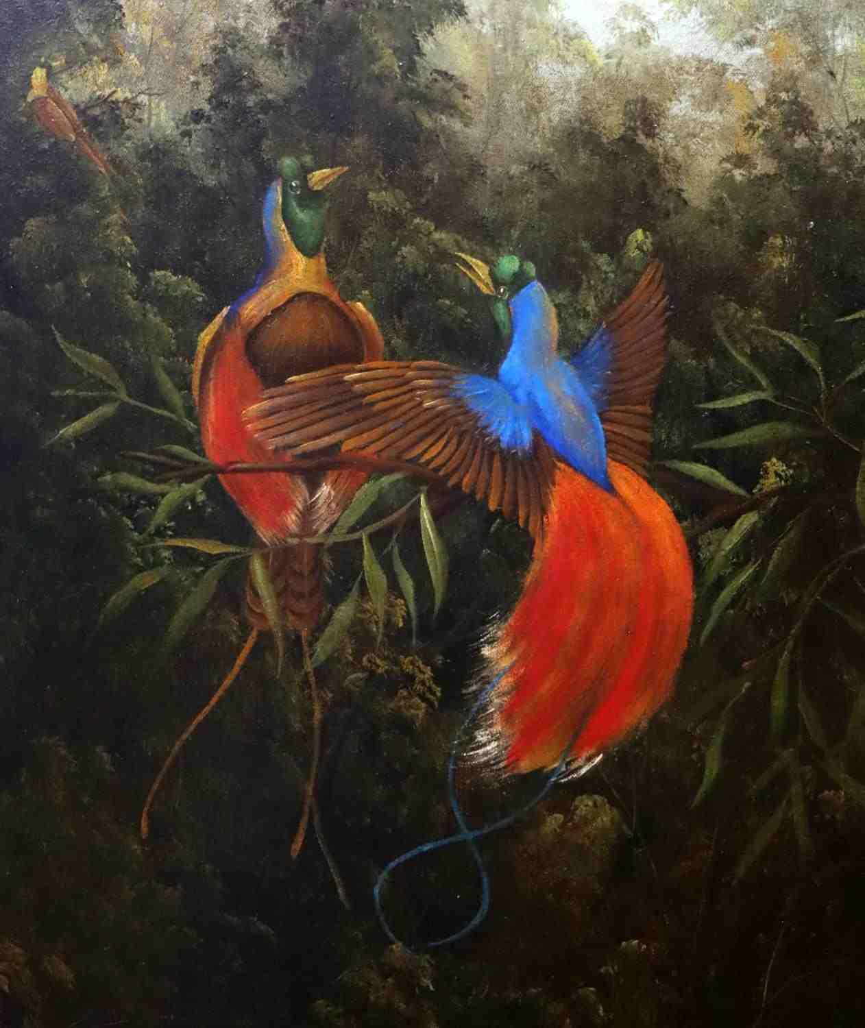 THOS BILBEN TROPICAL BIRDS OF PARADISE PAINTING
