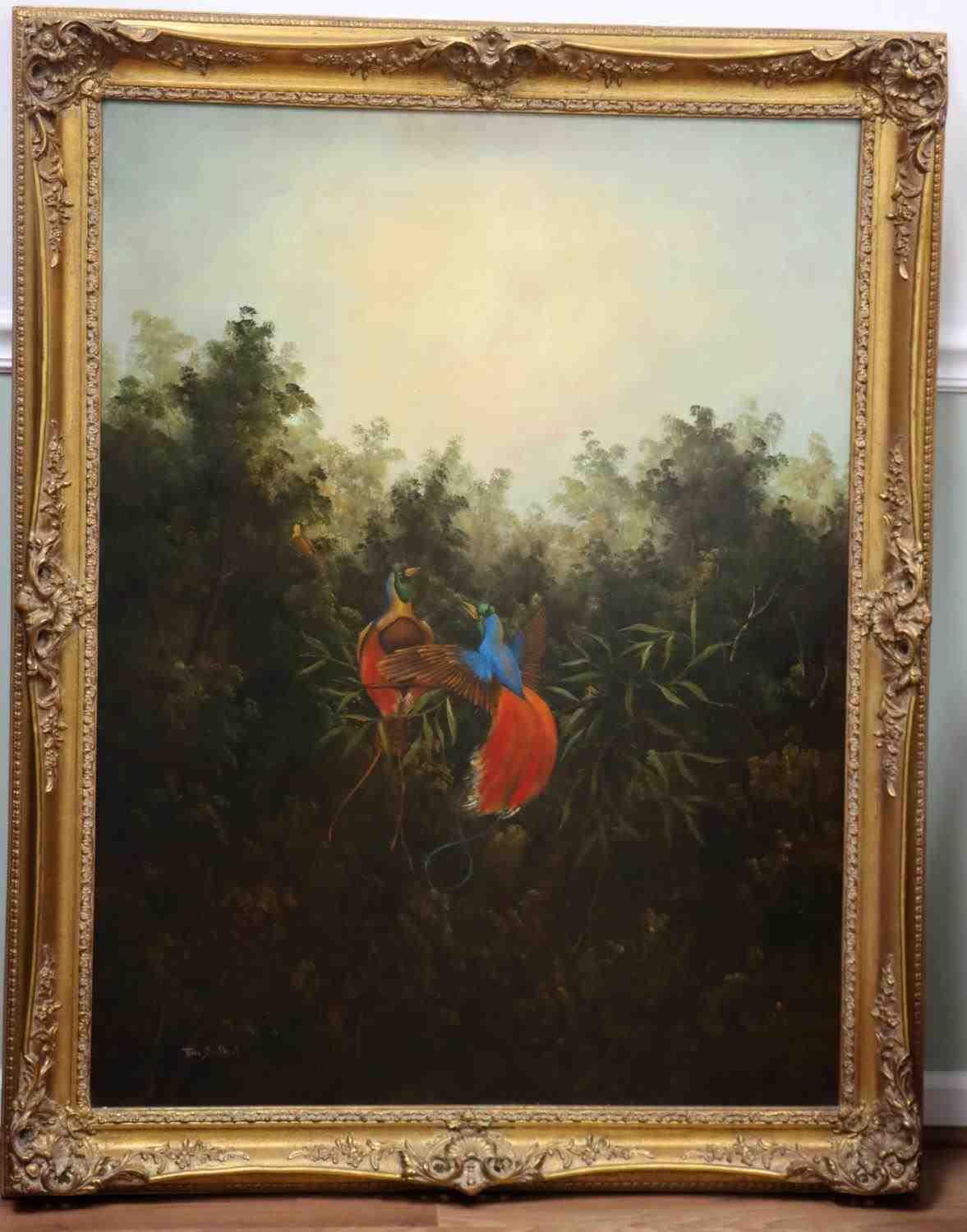 THOS BILBEN TROPICAL BIRDS OF PARADISE PAINTING