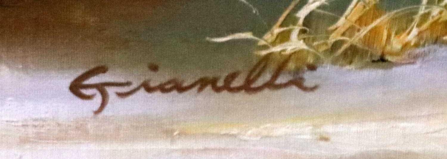 GIANELLI SIGNED 80'S COASTAL SCENE OIL PAINTING