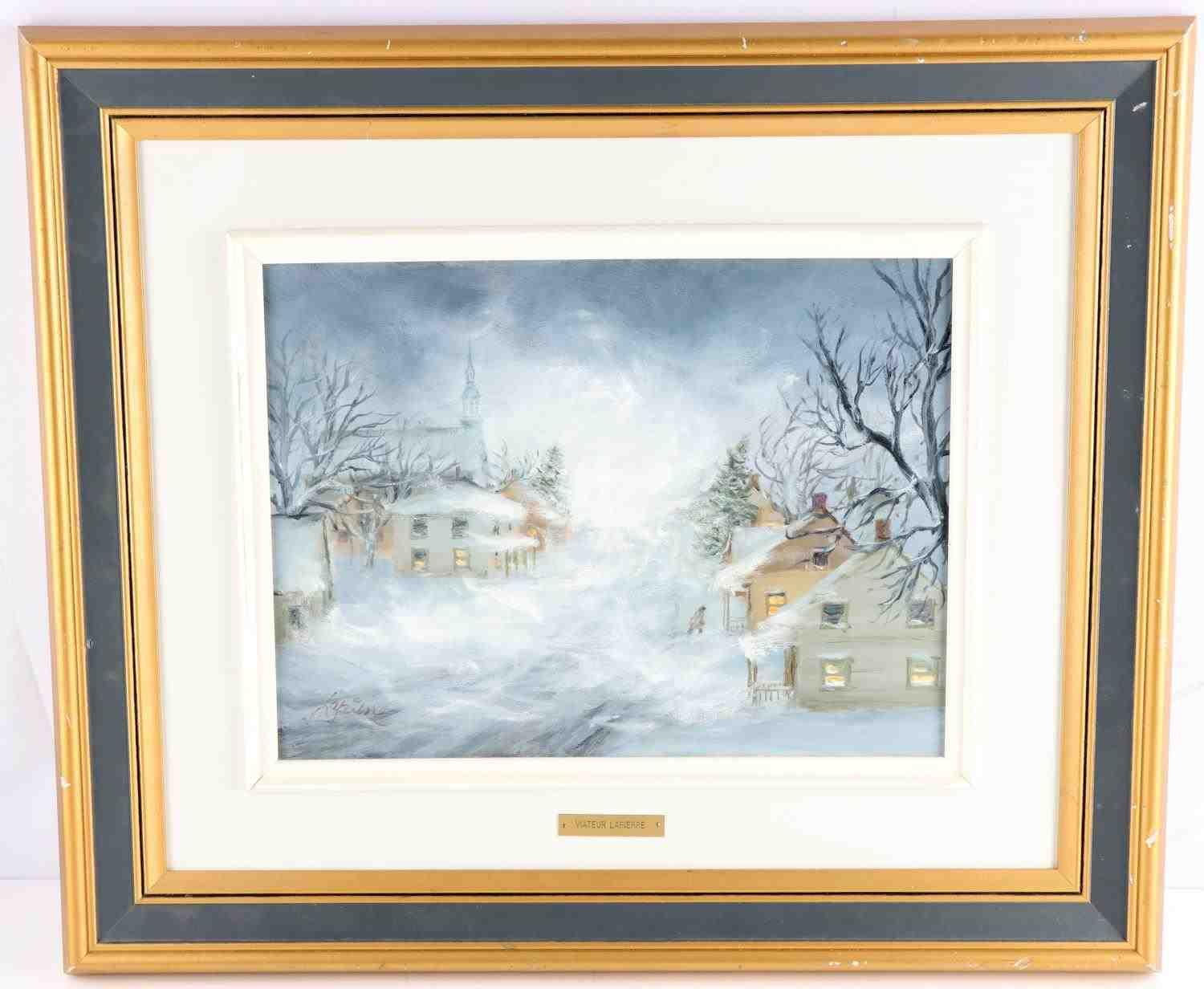 VIATEUR LAPIERRE ORIGINAL WINTER LANDSCAPE PAINTIN