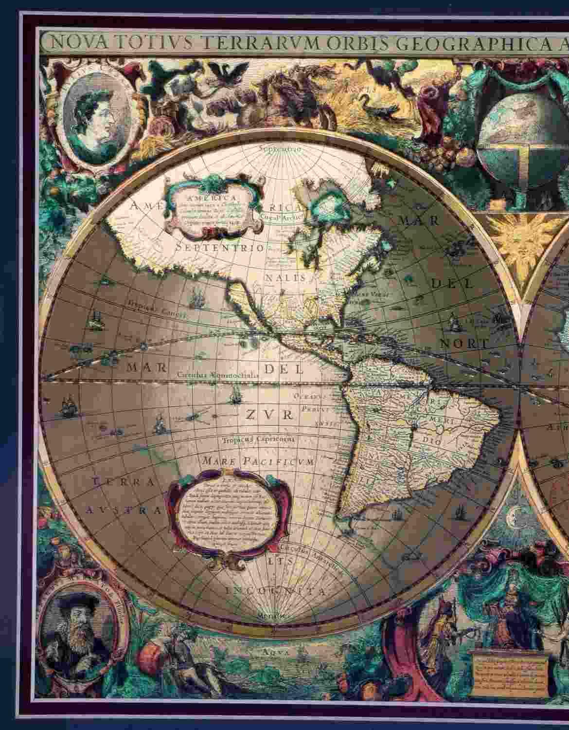 MAP NOVA TOTIUS ORBIS GEOGRAPHICA BY HENRI HONDIO