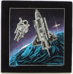 VINTAGE BLACKBIRD INTERNATIONAL VELVET SPACE ART