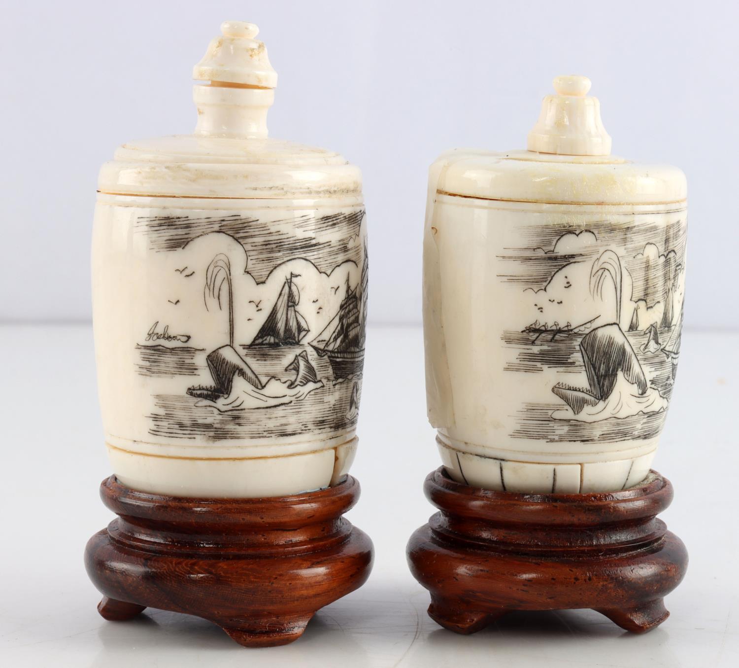 JAY JACKSON SCRIMSHAW SNUFF BOTTLES