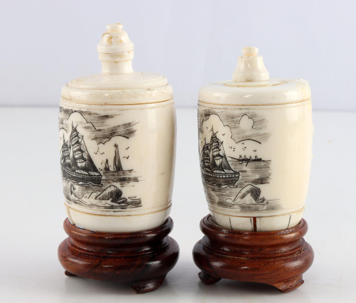 JAY JACKSON SCRIMSHAW SNUFF BOTTLES