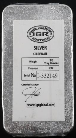 10 OZ .999 FINE SILVER BULLION BAR