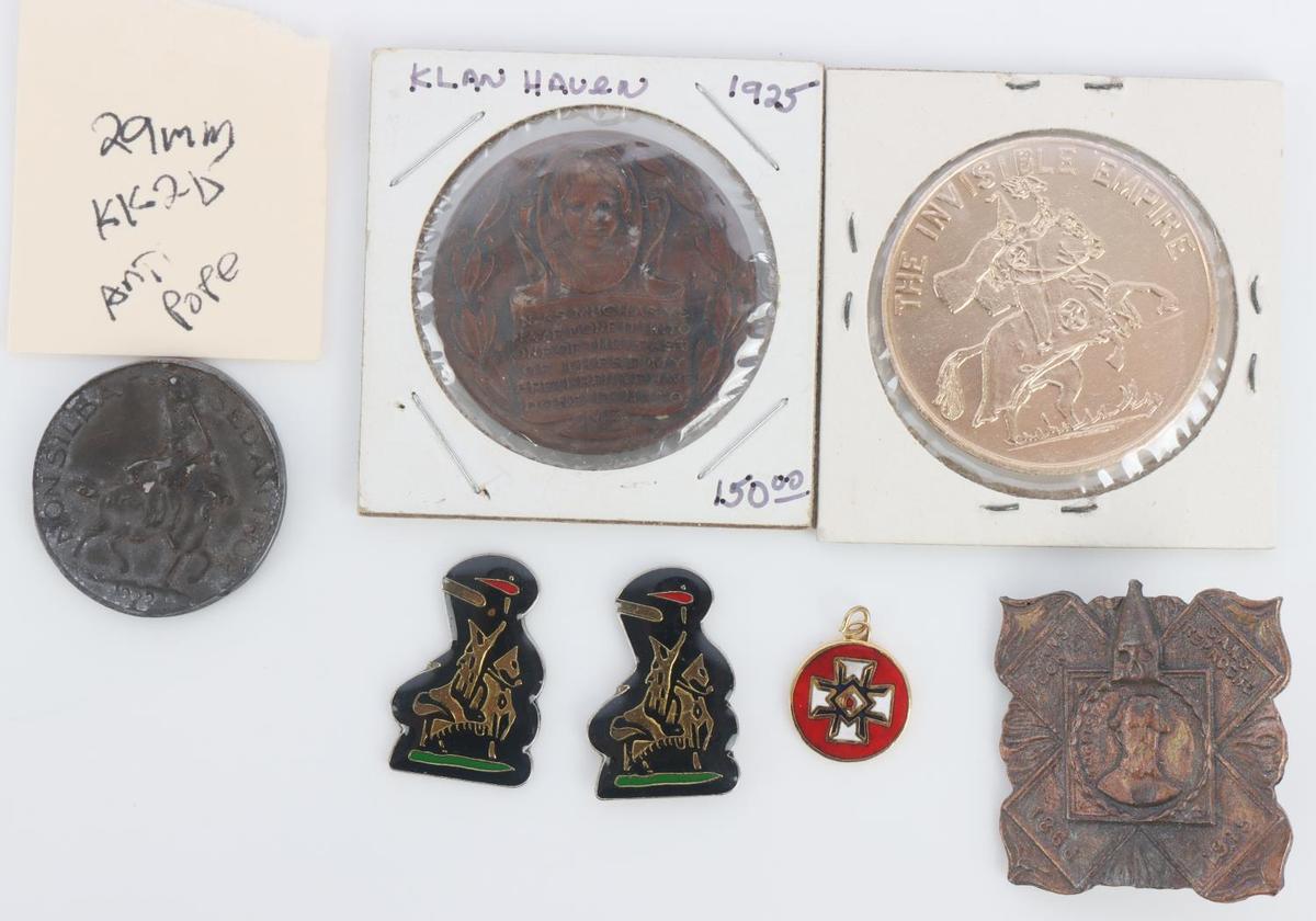 7 KKK KU KLUX KLAN TOKEN & BADGE LOT