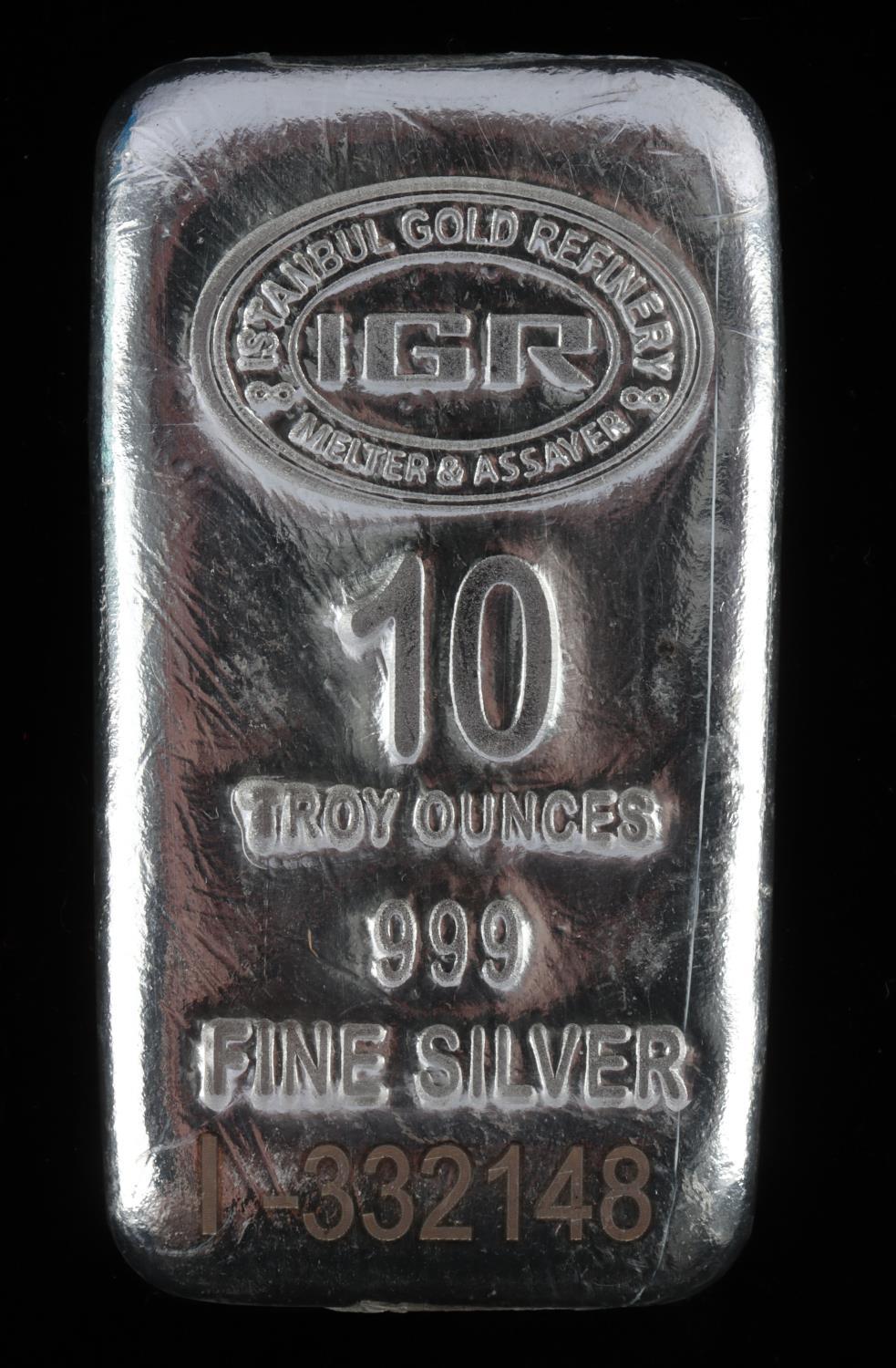 10 OZ .999 FINE SILVER BULLION BAR