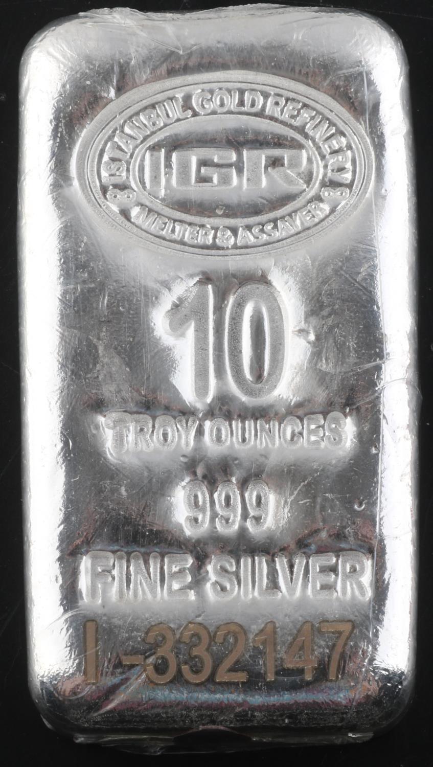 10 OZ .999 FINE SILVER BULLION BAR