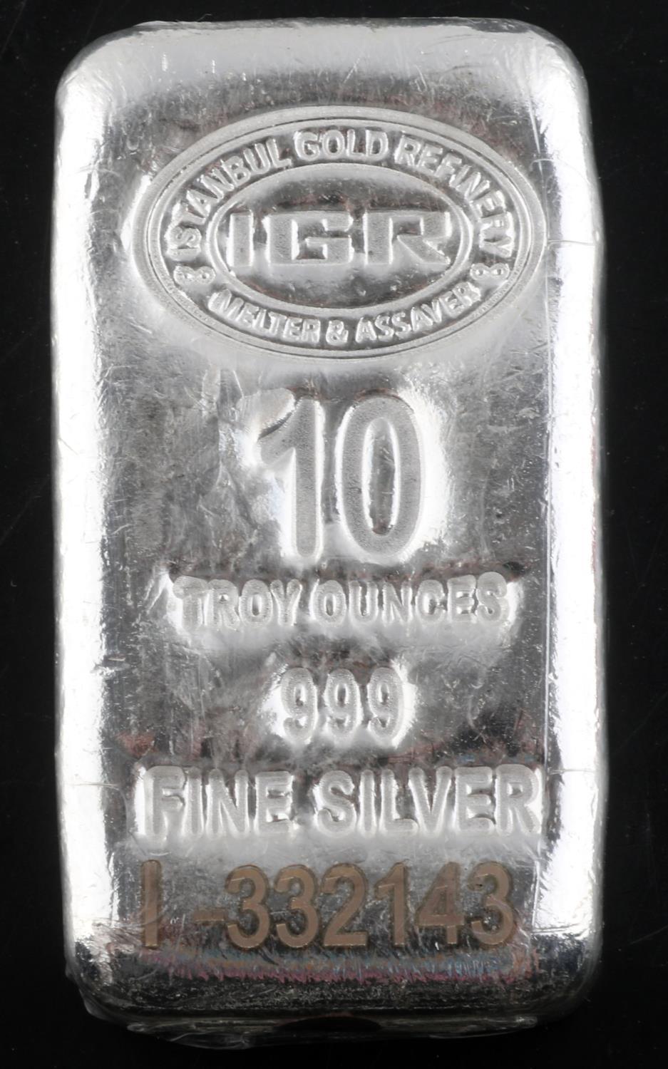 10 OZ .999 FINE SILVER BULLION BAR