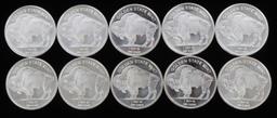 10 BUFFALO 1 OZ SILVER ROUNDS