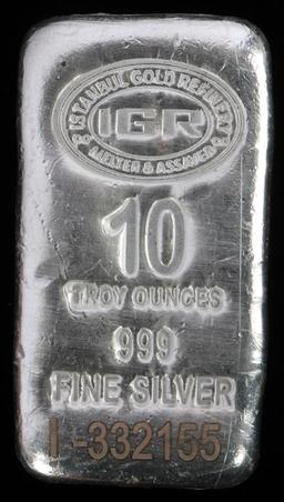 10 OZT .999 FINE SILVER BAR INGOT IGR