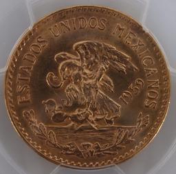 1959 MEXICO 20 PESO GOLD COIN KM-478 PCGS MS63