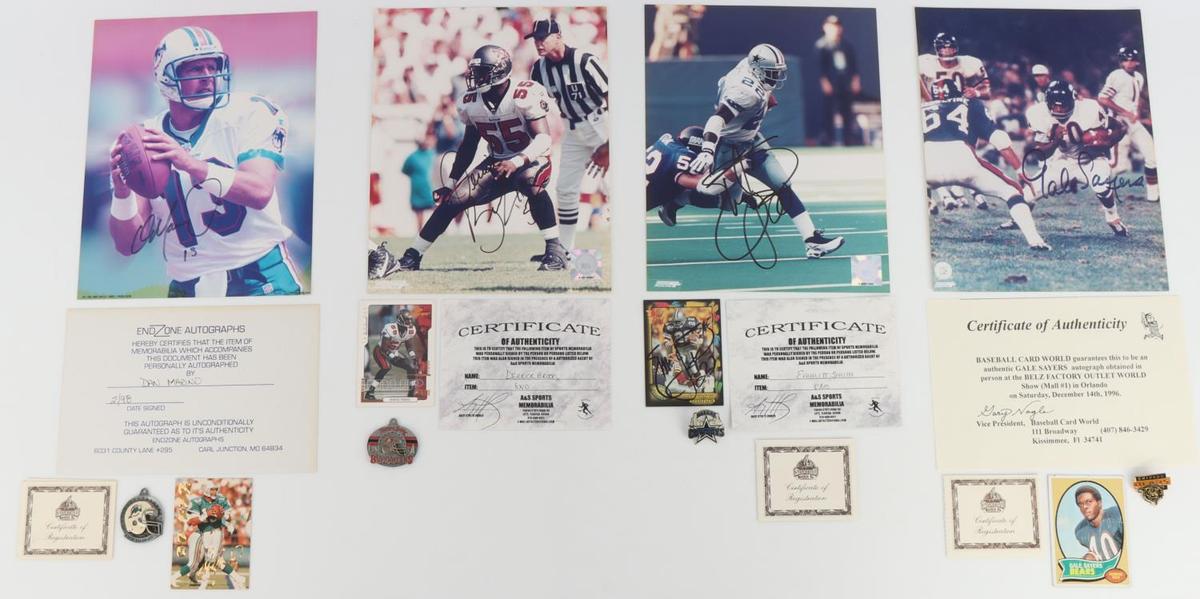 4 NFL AUTOGRAPHS EMMITT SMITH SAYERS MARINO BROOKS