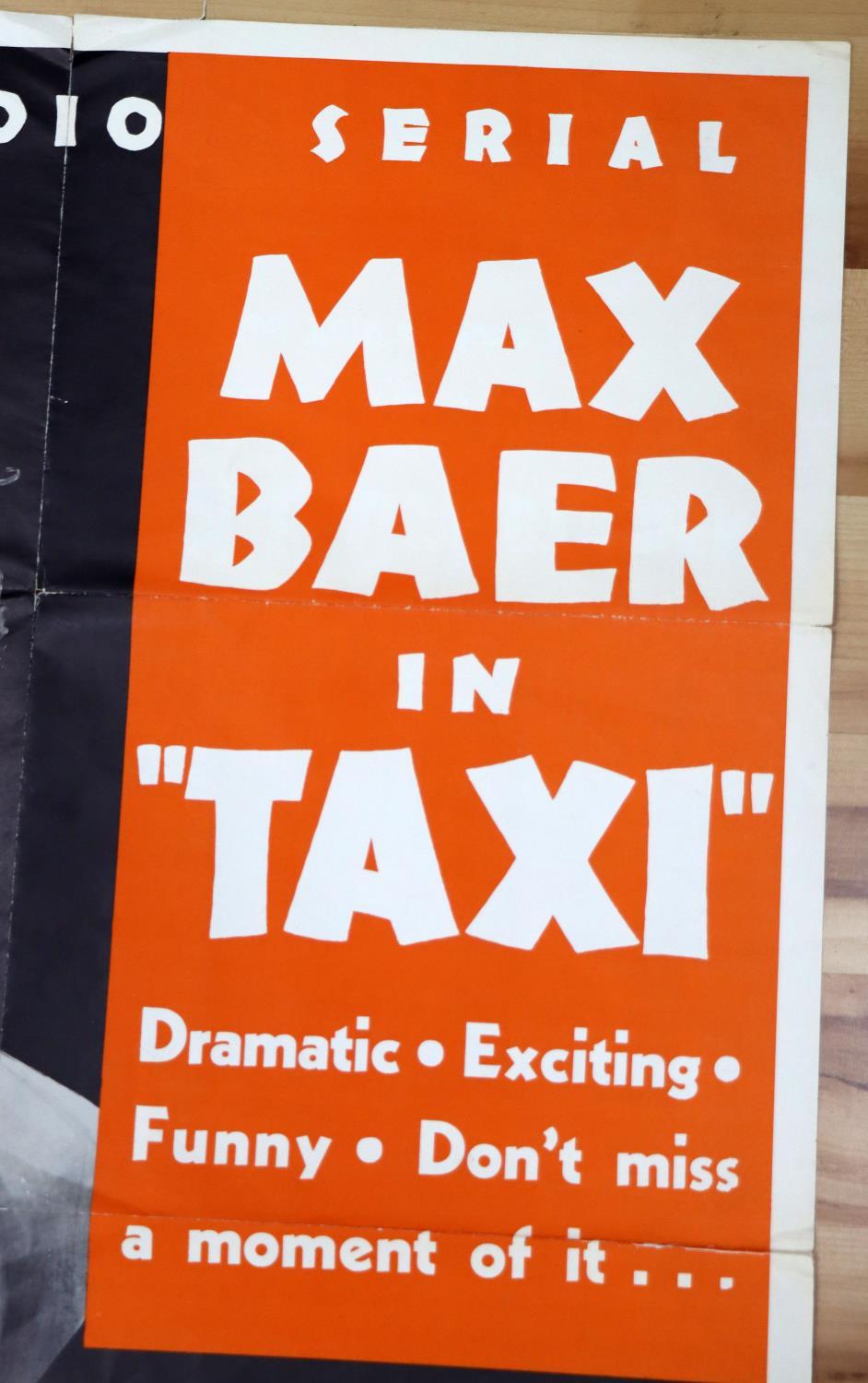 RARE MAX BAER 1930'S SERIAL TAXI POSTER LITHO