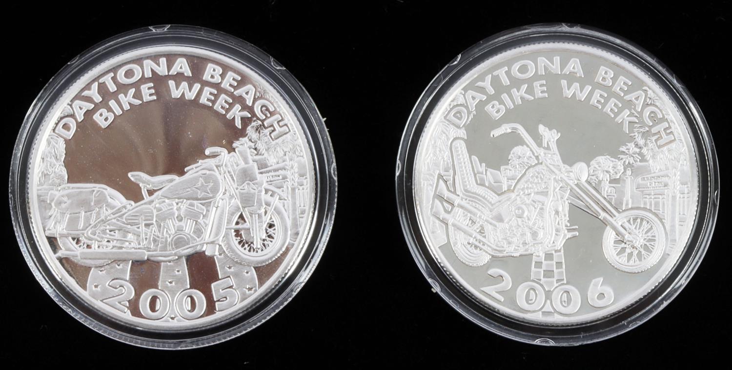 2005 AND 2006 BIKE WEEK .999 FINE SILVER MEDALLION