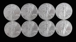 8 AMERICAN EAGLE 1 OZ SILVER COINS 2022