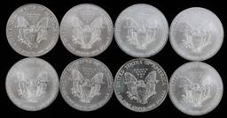 8 AMERICAN EAGLE 1 OZ SILVER COINS