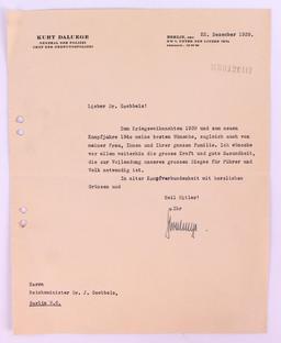 WWII JURT DALUEGE LETTER TO JOSEPH GOEBBELS