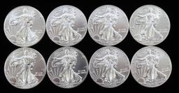 8 AMERICAN EAGLE 1OZ SILVER DOLLAR COINS