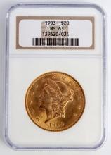 1903 LIBERTY HEAD $20 GOLD 1 OZ COIN NGC MS 63