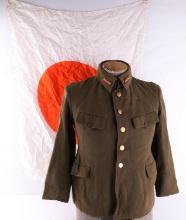 WWII JAPANESE CORPORAL TUNIC & SILK MEATBALL FLAG