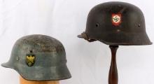 2 WWII GERMAN STAHLHELM M40 AND M42 HELMETS