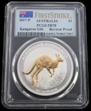 2017 P AUSTRALIA $1 KANGAROO GILT REVERSE PR70
