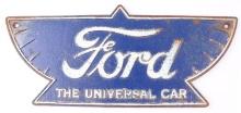 VINTAGE CAST IRON THE UNIVERSAL CAR FORD SIGN
