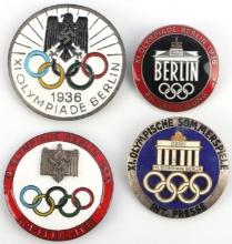 WWII GERMAN 1936 OLYMPIC GAMES BADGES LOT OF 4