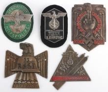 WWII GERMAN THIRD REICH PLAQUE AND SHIELD LOT OF 5