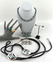 SOUTHWEST NATIVE AMERICAN SILVER TURQUOISE JEWELRY