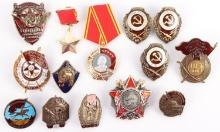 LOT OF 14 RUSSIAN MEDALS & PINS WWII AND POST WAR