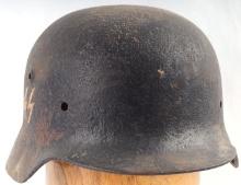 WWII GERMAN REICH SS DOUBLE DECAL M40 STAHLHELM