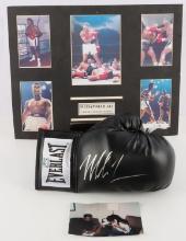 MIKE TYSON AUTHOGRAPHED GLOVE & ALI FIGHT PHOTOS